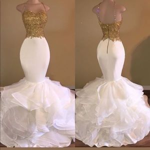 prom dress white and gold